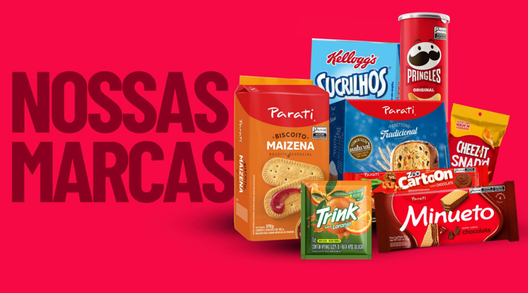Feature image Banner com os produtos do portfólio da Kellanova, incluindo o Cereal Sucrilhos Kellogg's, a Batata Pringles Original, Biscoito Maizena Parati, Panettone Tradicional Parati, Salgadinho Cheez-It Snap'd, Biscoito Recheado Zoo Cartoon, Wafer Minueto de chocolate e o Suco em Pó Trink sabor Laranja. Ilustrando o conteúdo: Kellanova: a força de um portfólio para fazer o seu negócio lucrar mais.